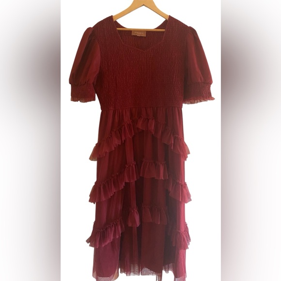 NWOT JESSAKAE Women's Daphne Dress, Burgundy  size 1XL - Picture 2 of 16